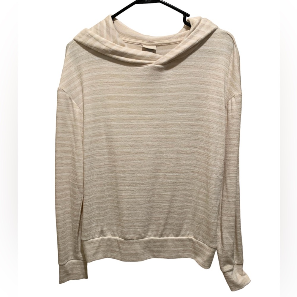 A New Day light weight long sleeve hoodie. Cream and white. Size S.